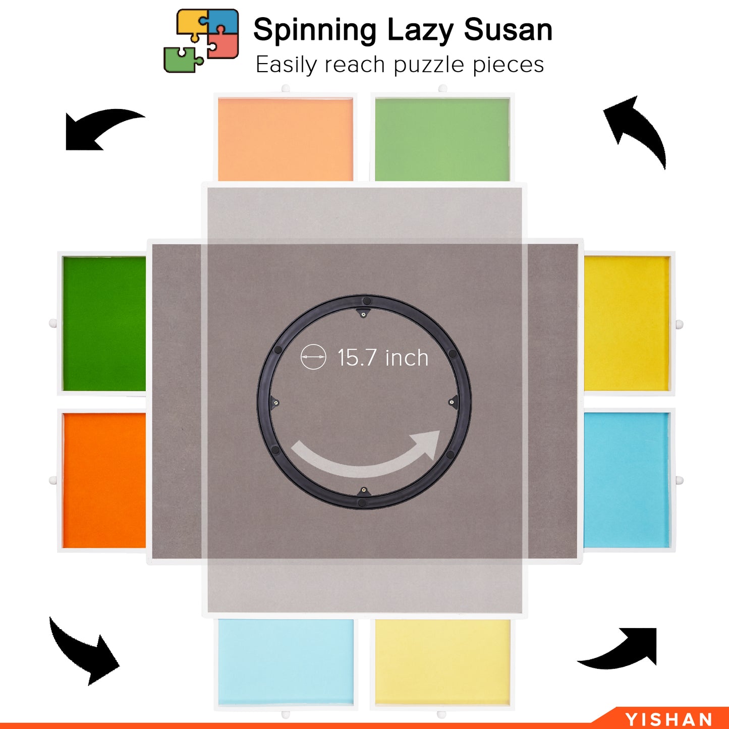 Spinning Jigsaw Puzzle Board with Drawers - 1000 Pieces - Plastic Cover