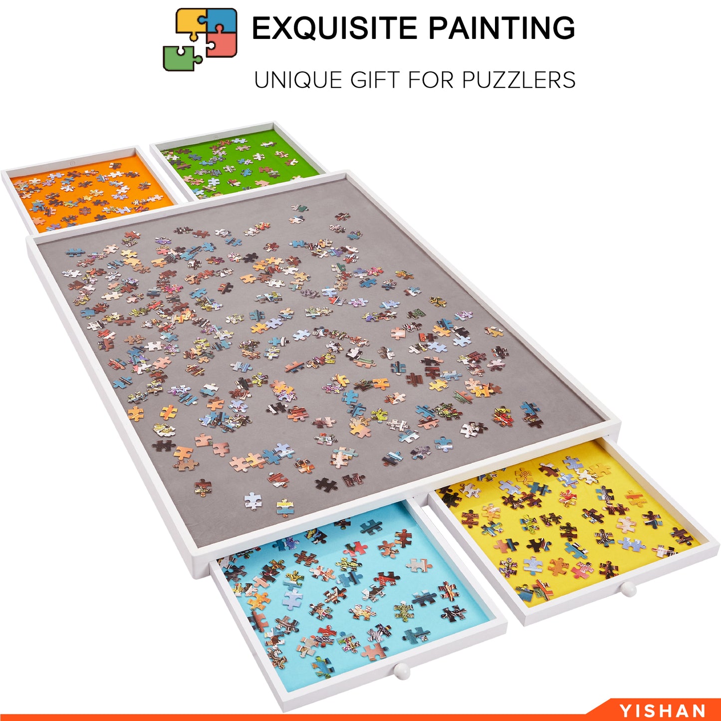 Spinning Jigsaw Puzzle Board with Drawers - 1000 Pieces - Plastic Cover