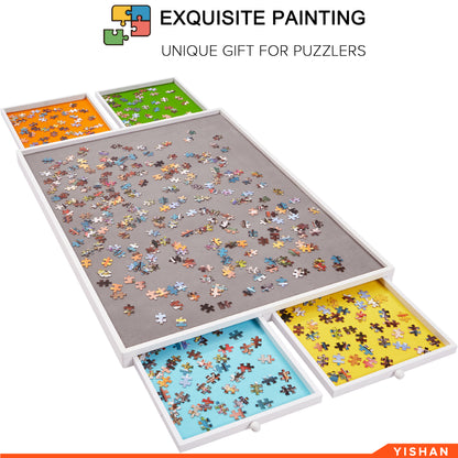Spinning Jigsaw Puzzle Board with Drawers - 1000 Pieces - Plastic Cover